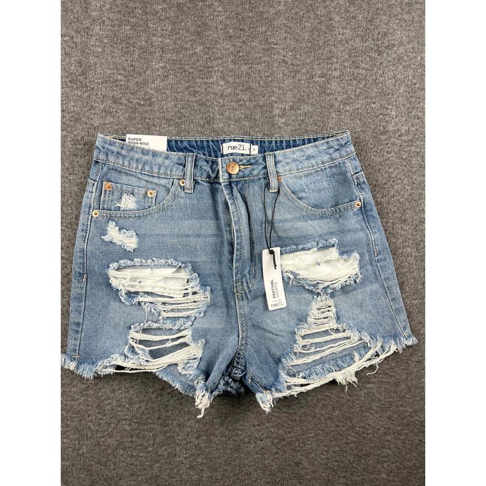 Rue21 Women's Super High-Rise Distressed Denim Shorts Size 3